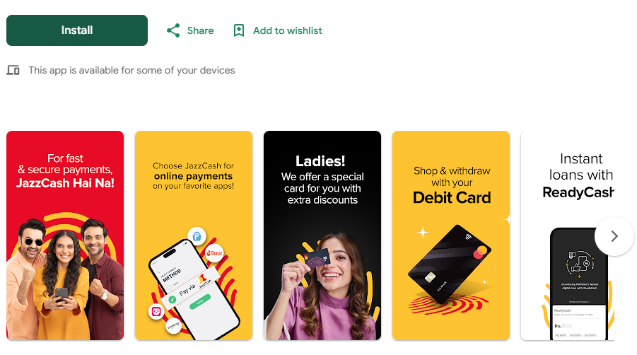 JazzCash app Playstroe