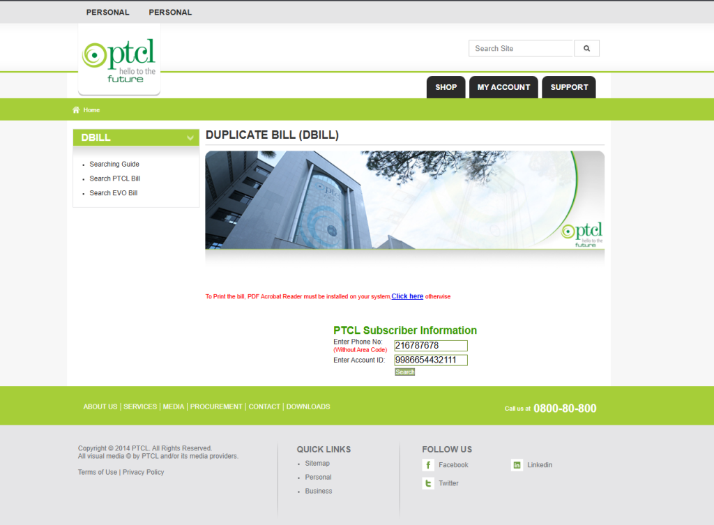 How to check PTCL bill using phone number