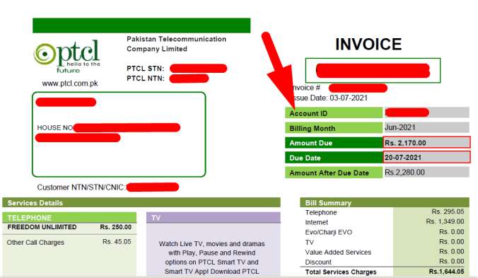 PTCL Duplicate Bill